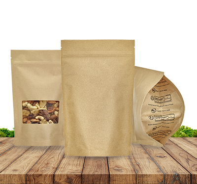 Recyclable Kraft Stand-Up Pouch with or without Window &ndash; Deltasacs France